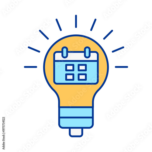 Calendar Schedule Light Bulb Icon Representing Planning Time Management and Event Organization Concept