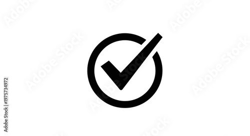 Black check mark icon inside circle approved symbol concept
