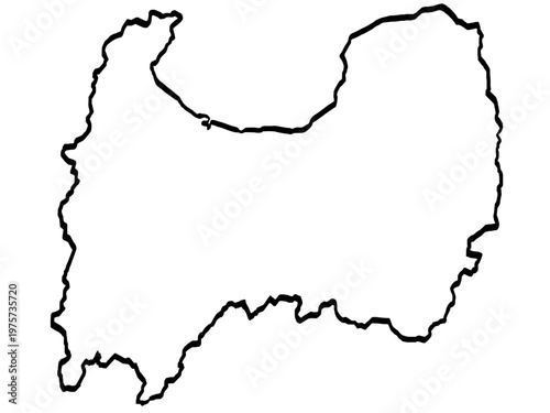 富山県地図 筆タッチ 和風 中部地方 日本 / A brushstroke map of Toyama Prefecture