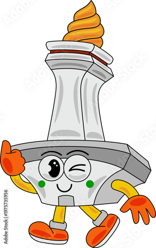 Monas Mascot Cartoon Vector Illustration