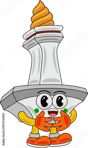 Monas Mascot Cartoon Vector Illustration