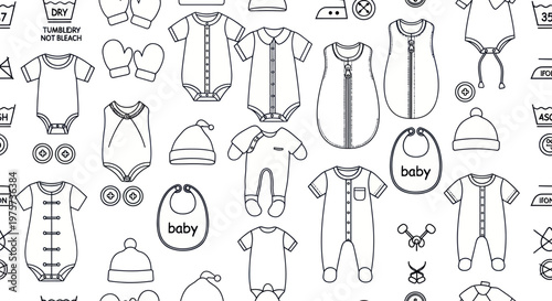 Baby clothes and accessories collection.
