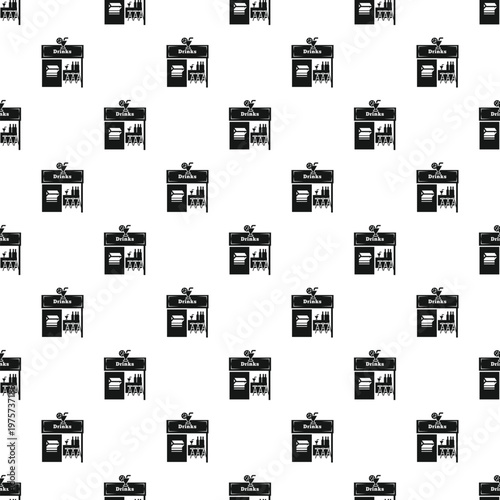Drinks shop stalls creating a repeating black and white pattern for beverages