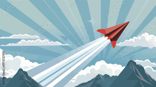 Paper airplane flying upward ambition logo minimalist vector illustration simple business growth concept success direction startup vision clean modern design