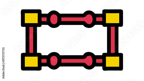 Red and Yellow Rectangular Frame with Side Ports