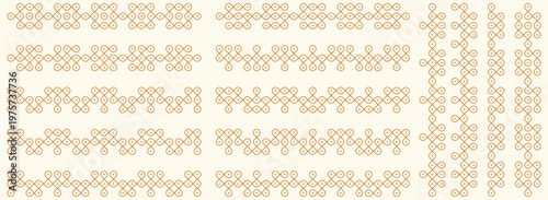 Set of pulli kolam geometric seamless editable pattern. Design for print, decor frame, package, banner, cards.