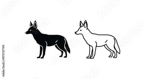 Black and Tan Canine Silhouettes Jackal vs Coyote Guide Vector