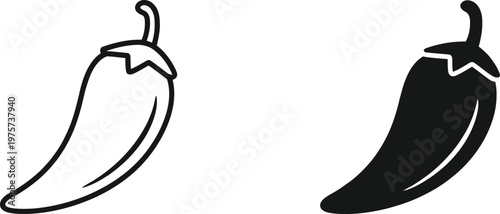 Two chili peppers a black and white illustration of spicy produce