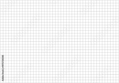 Wide black squared grid paper. Grid black texture on white. School backdrop. Mathematics pattern. Typographical template for notebook production. Blank notebook sheets.