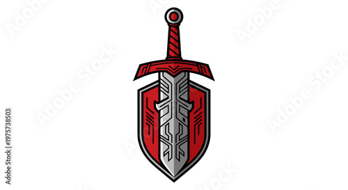 Medieval Sword and Shield Emblem - Heraldic Knightly Symbol