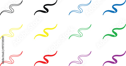 Colorful ribbon variations a collection of abstract wavy streamer designs