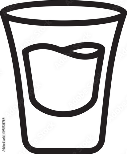 Premium Black and White Shot Glass with Liquid Rim Vector Icon Perfect for Alcohol Brands Beverage Marketing Party Promotions Bar & Restaurant Menus Drinks Social Media Ads Branding Designs