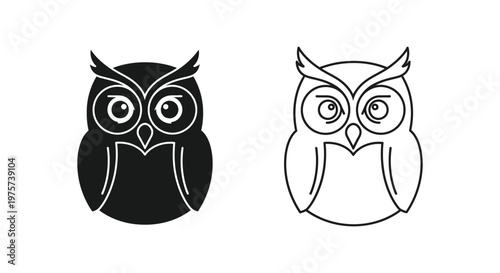 Stylish Owl Designs Minimalist Black  White Illustrations Vector