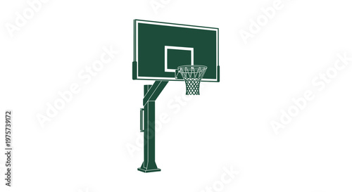 Professional Green Basketball Hoop Illustration Vector Icon Isolated on White Background for Sports