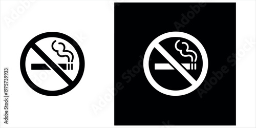 Minimalist vector illustration of a no smoking symbol featuring a crossed-out cigarette, ideal for health campaigns, public signage, and anti-tobacco advertising.