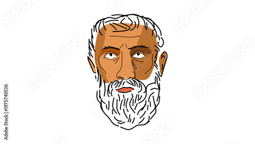 Parmenides portrait, flat vector illustration