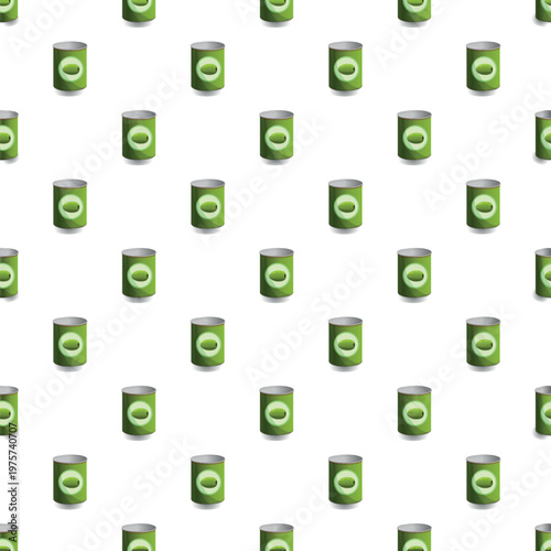 Canned green olives creating a seamless pattern on white background