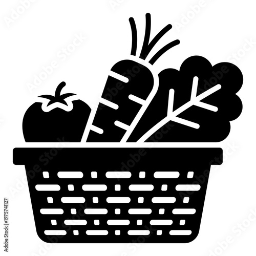Tableau sur toile Vegetable basket icon, symbolizing fresh produce and organic farming