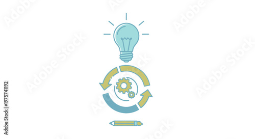 Conceptual illustration of an idea being developed and implemented
