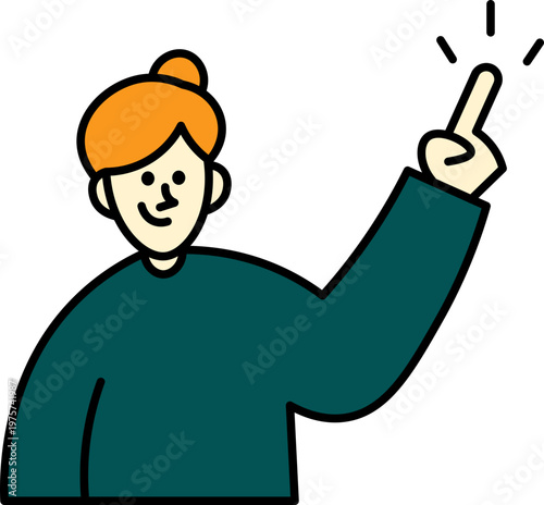 Partnership brainstorm, man pointing up with idea