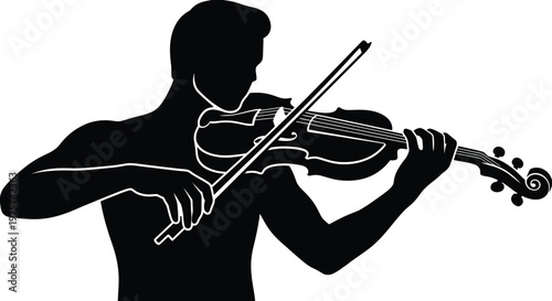 Man Playing Violin Silhouette Vector | Violinist Musician Classical Music