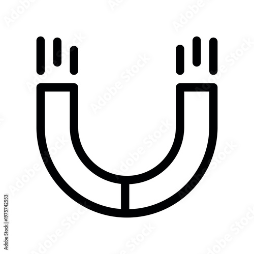 Horseshoe Magnet with Magnetic Field Lines Outline Graphic Art