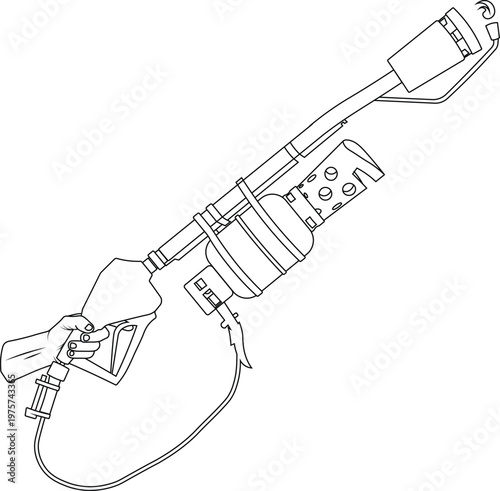 flame thrower outline side view vector illustration.