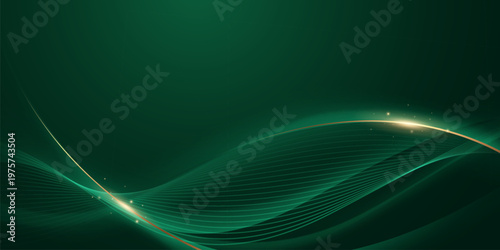green abstract background design with elegant golden elements vector illustration