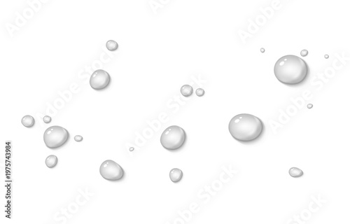 Realistic water drops PNG. Drops on surfaces, glass or windows after rain or from condensation. Water drops on an isolated transparent background.