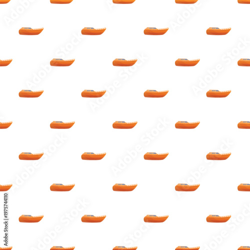 Orange speed boats creating a repeating seamless pattern on a white background