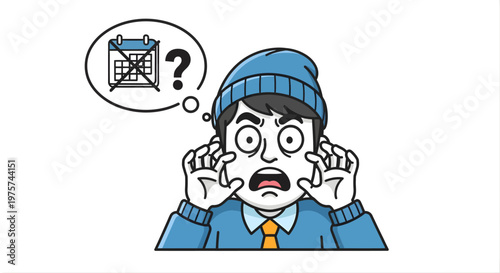 Concerned person thinking about schedule missed deadline deadline conceptual illustration