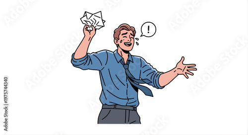 Man throwing crumpled paper and celebrating success