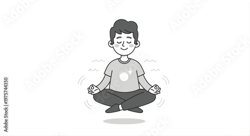 Meditating figure floating illustration calm relaxation concept