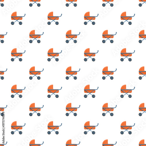 Baby carriage pattern repeating as a background for childhood and infant concepts