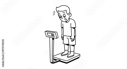 Person standing on scale healthcare weight measurement concept illustration