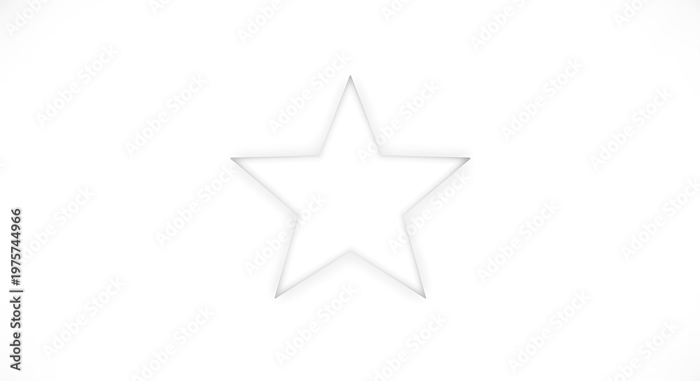 Obraz premium minimalist white five-pointed star outline on transparent background