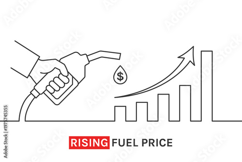 Rising Fuel Prices Energy Crisis Concept Continuous Line Drawing Vector Illustration