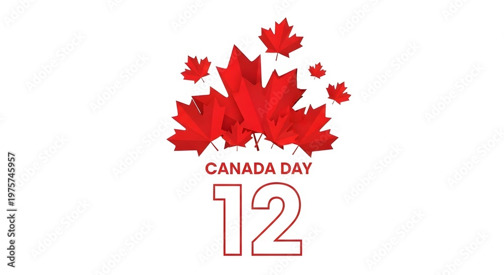 Fototapeta premium Canada day celebration featuring the number twelve with maple leaves