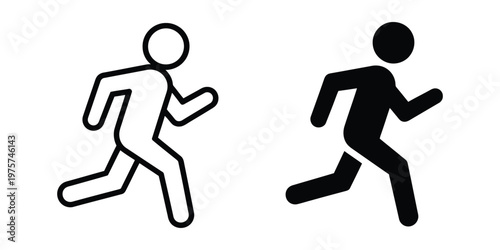 Running person solid and outline human figures set