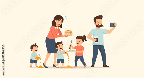 Family with children having fun together.