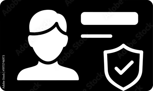 Professional account security icon featuring ID card and shield for data privacy protection