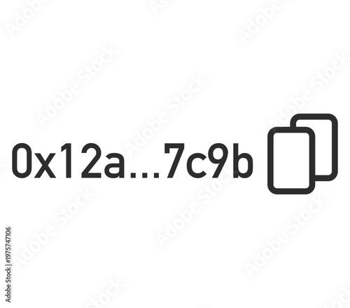 Minimalist Flat Vector UI Element of a Web3 Cryptocurrency Wallet Address and Smart Contract Hash with a Copy to Clipboard Icon