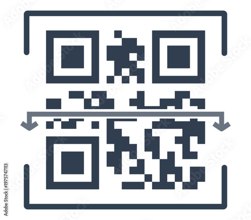 Flat Vector Concept of a QR Code Being Scanned for Contactless Payment, Inventory Tracking, and Digital Ticketing Verification