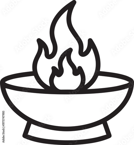 Premium Outdoor Fire Pit Icon with Dynamic Flames Vector Illustration Perfect for Camping Guides, BBQ Event Planning, Resort Marketing, Outdoor Branding, Fireplace Design Inspiration