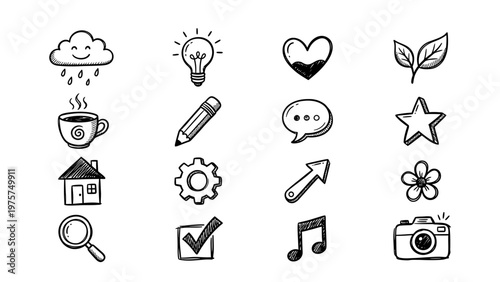 Sketchy Handdrawn Various Doodle Shape Element Graphic Design Icon Collection