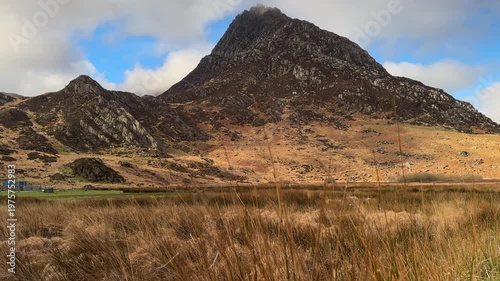 Tryfan Mountain North Ridge Peaks from Ogwen Valley, Snowdonia, Wales, UK