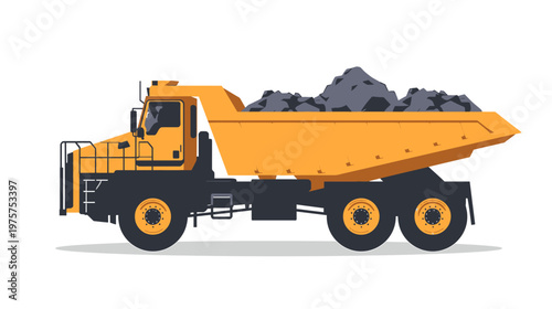 Heavy-Duty Yellow Mining Dump Truck Fully Loaded with Ore