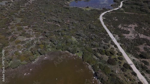 Aerial View of Turquoise Lake in Green Hills Gesturi