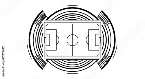 Soccer field illustration with stadium.