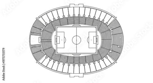 Aerial view of a sports stadium.